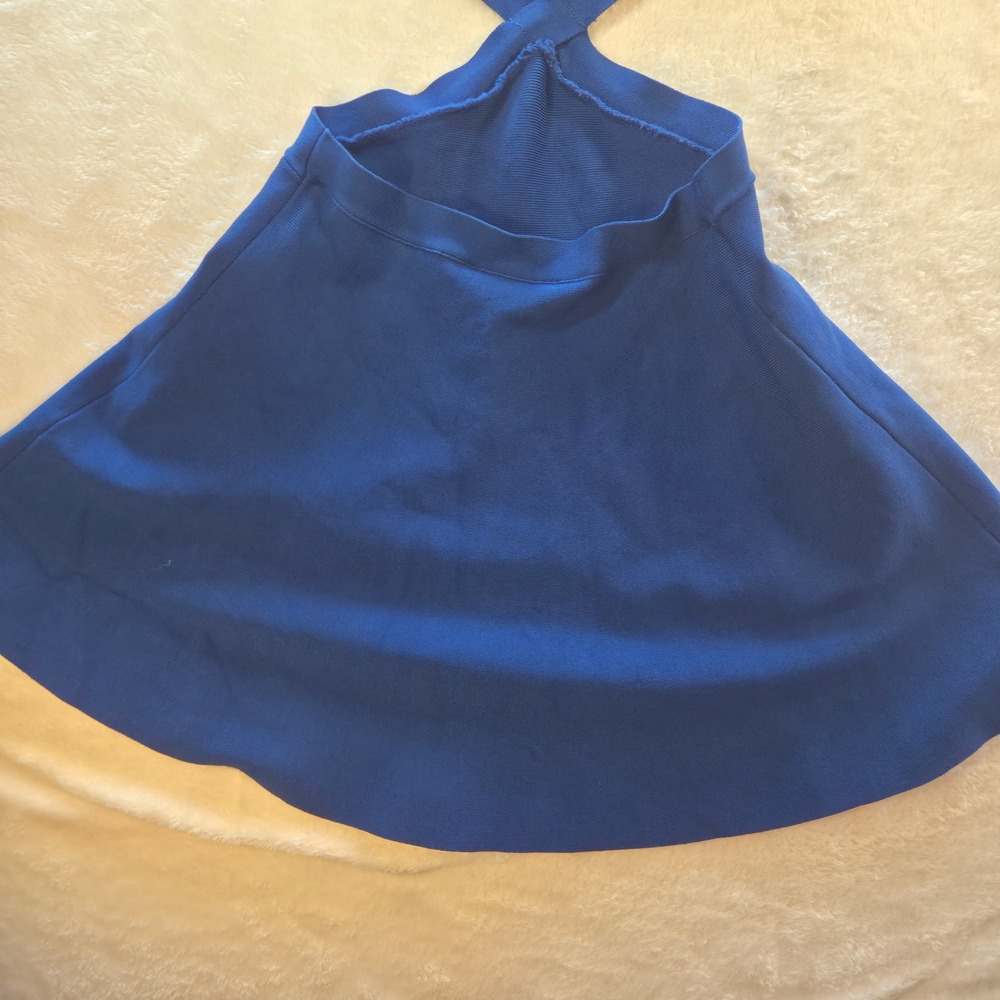 BCBGMAXAZRIA Royal Blue Bandage Cutout Mini Dress XS Crisscross A-Line Cocktail - Picture 7 of 12